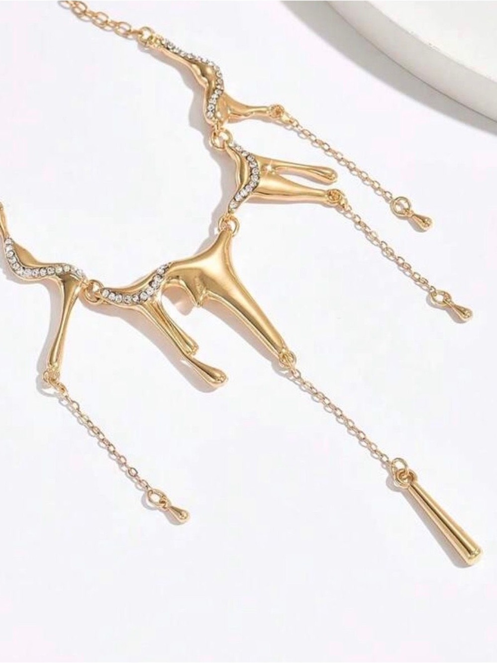 Gold Drip Crystal-Accent Necklace - Picture 2 of 4
